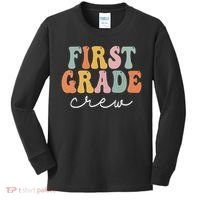 First Grade Crew Groovy Women First Day Of School Kids Long Sleeve Shirt thumb 0
