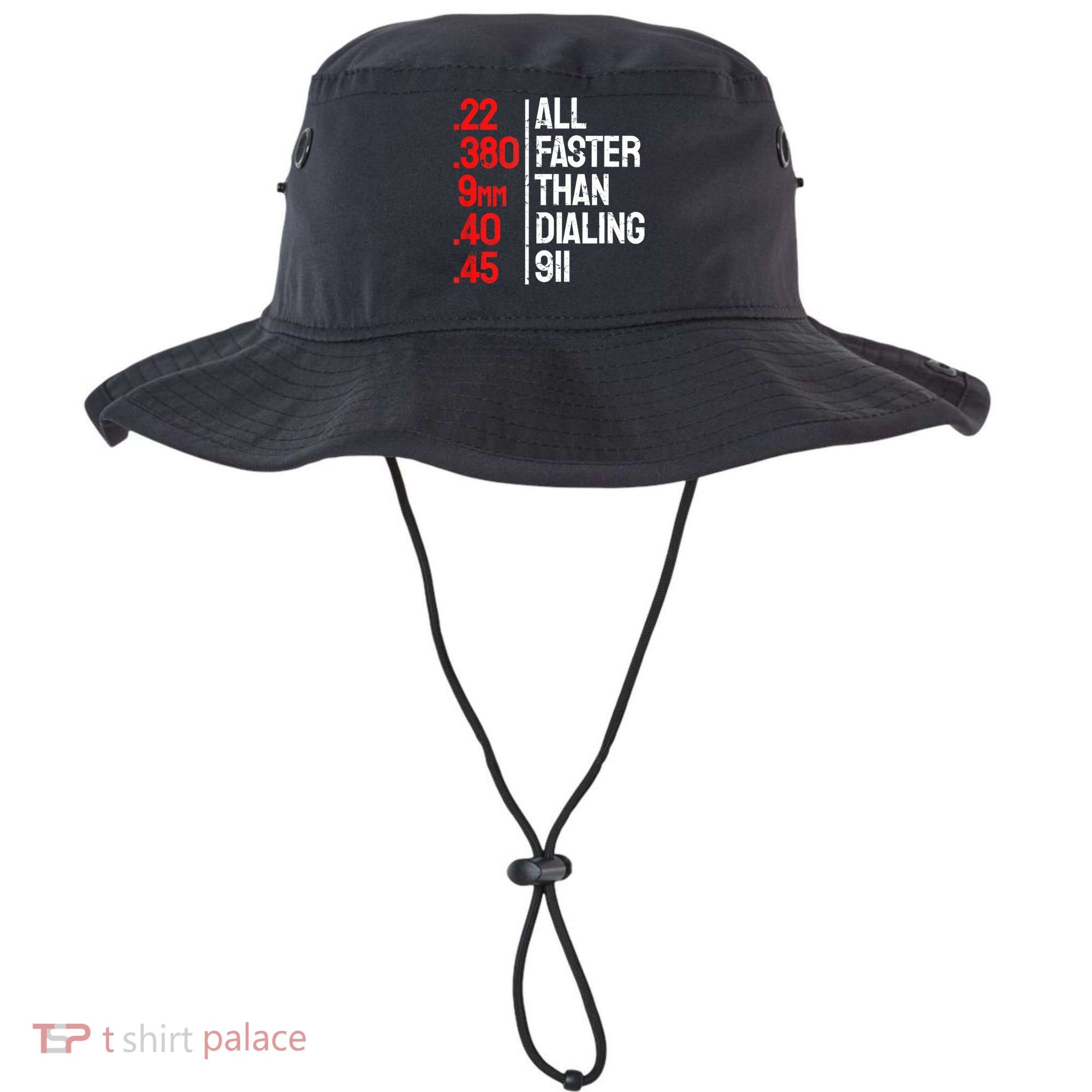 Funny Gun Caliber All Faster Than Dialing 911 Guns Bucket Hat