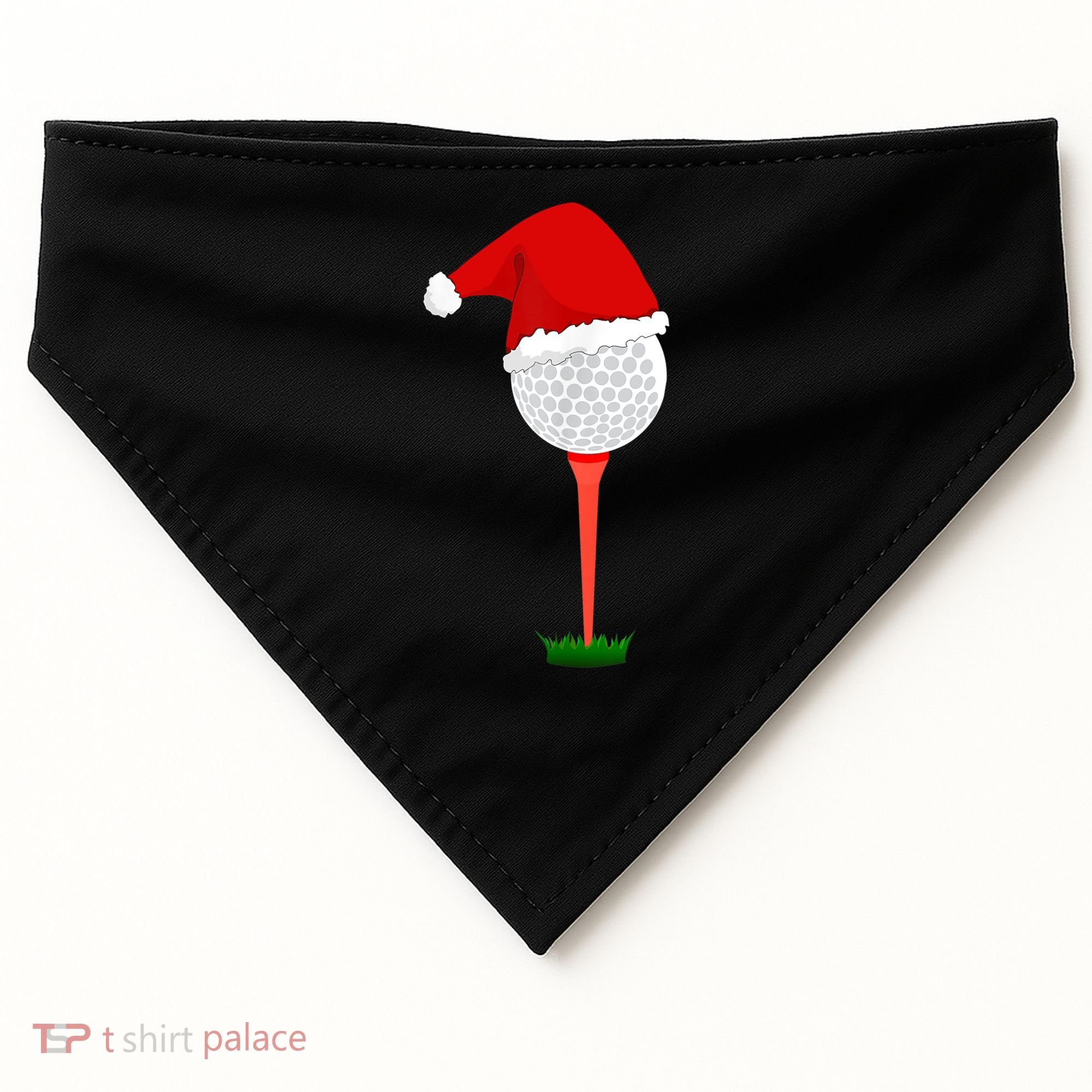 Funny Golfing Christmas Tee Holiday Golf Ball TShirt USA-Made Doggie Bandana
