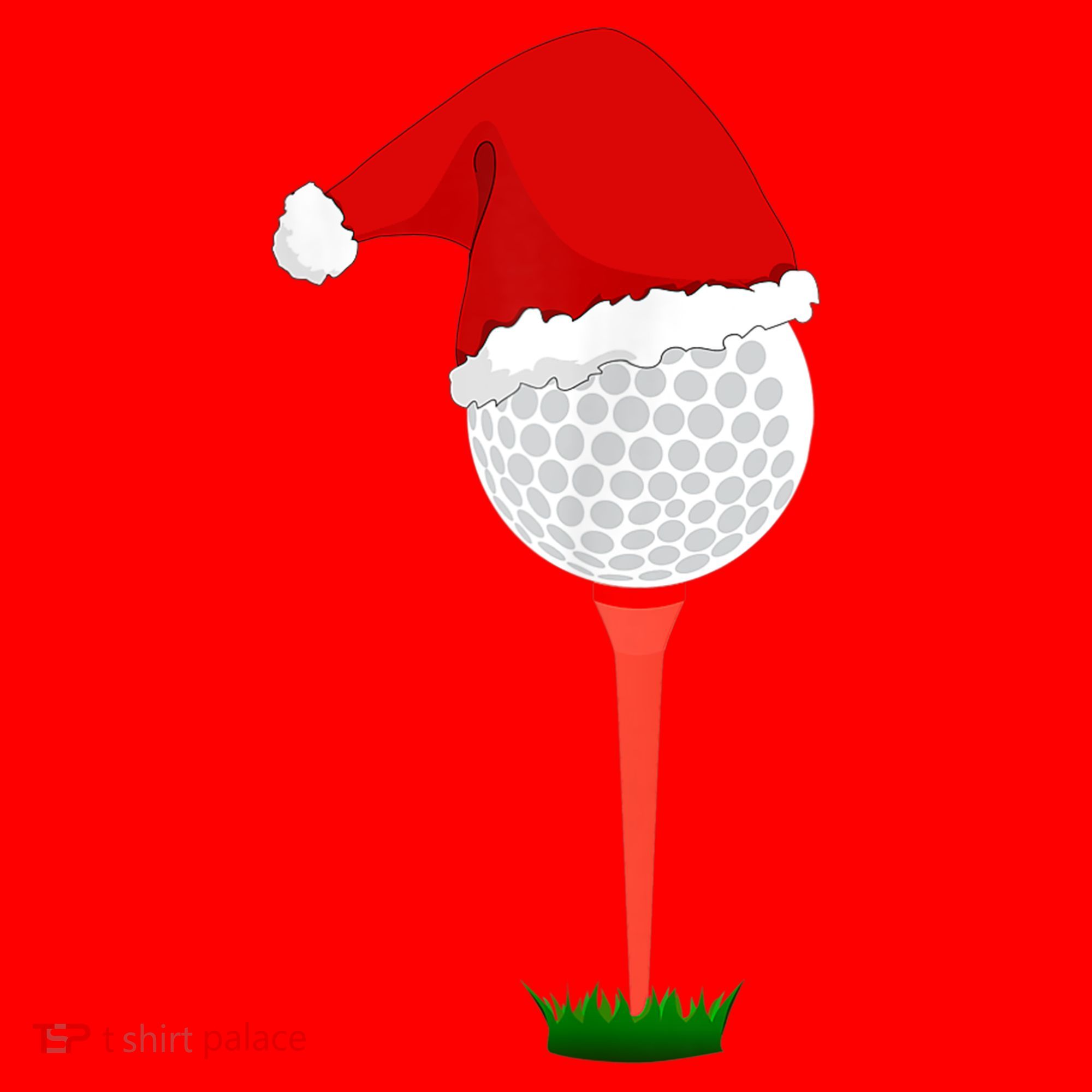 Funny Golfing Christmas Tee Holiday Golf Ball TShirt Santa Hat