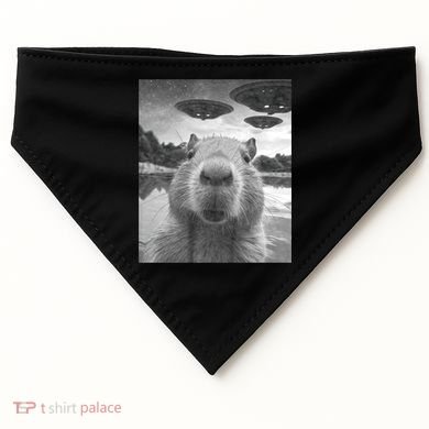 Funny Graphic Capybara Selfie With Ufos Weird USA-Made Doggie Bandana