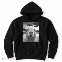Funny Graphic Capybara Selfie With Ufos Weird Hoodie thumb 0