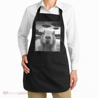 Funny Graphic Capybara Selfie With Ufos Weird Apron thumb 2