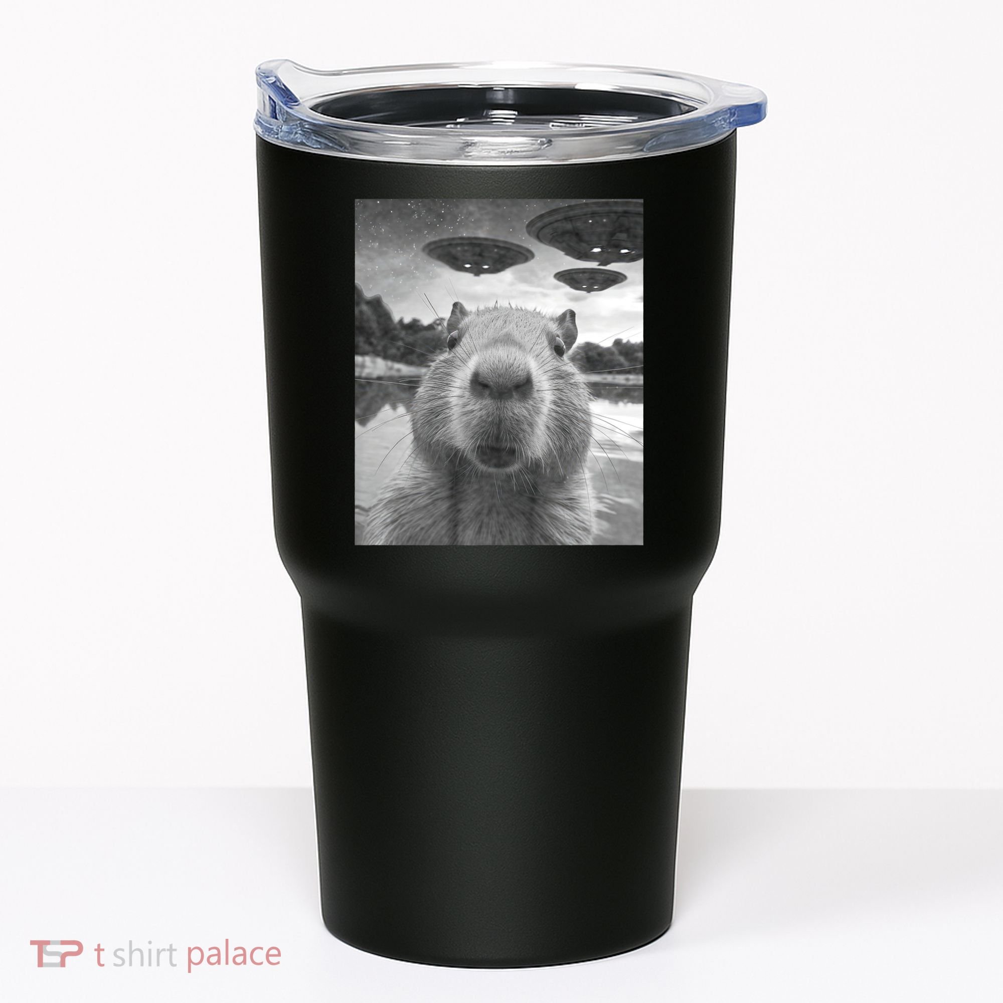 Funny Graphic Capybara Selfie With Ufos Weird Tumbler