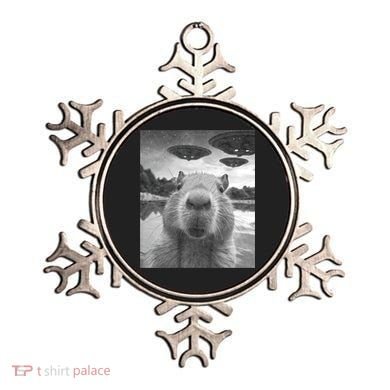 Funny Graphic Capybara Selfie With Ufos Weird Ornament