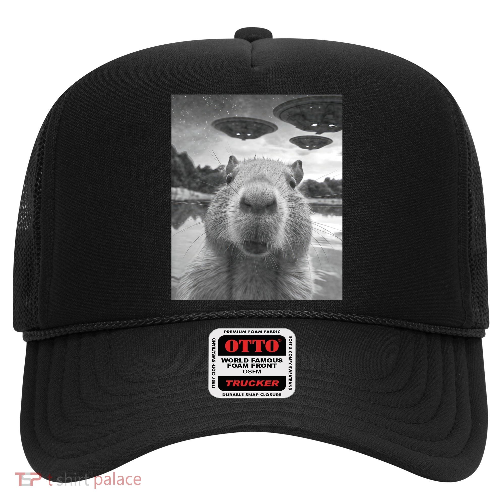 Funny Graphic Capybara Selfie With Ufos Weird Hat