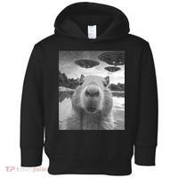 Funny Graphic Capybara Selfie With Ufos Weird Toddler Hoodie thumb 0