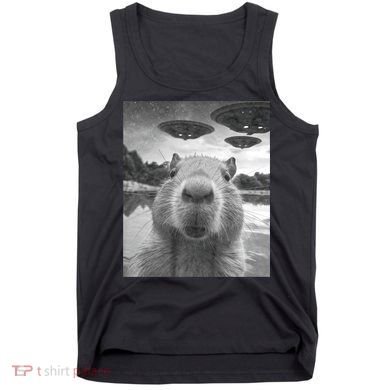 Funny Graphic Capybara Selfie With Ufos Weird Tank Top
