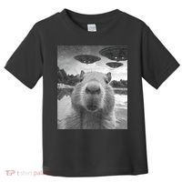 Funny Graphic Capybara Selfie With Ufos Weird Toddler T-Shirt thumb 0