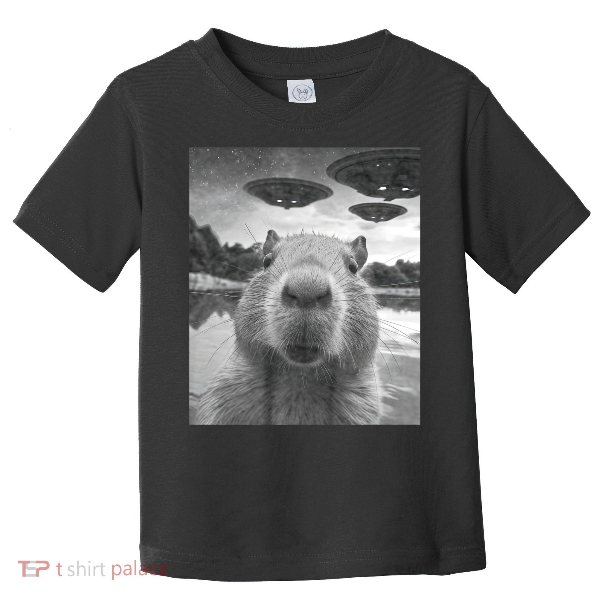Funny Graphic Capybara Selfie With Ufos Weird Toddler T-Shirt