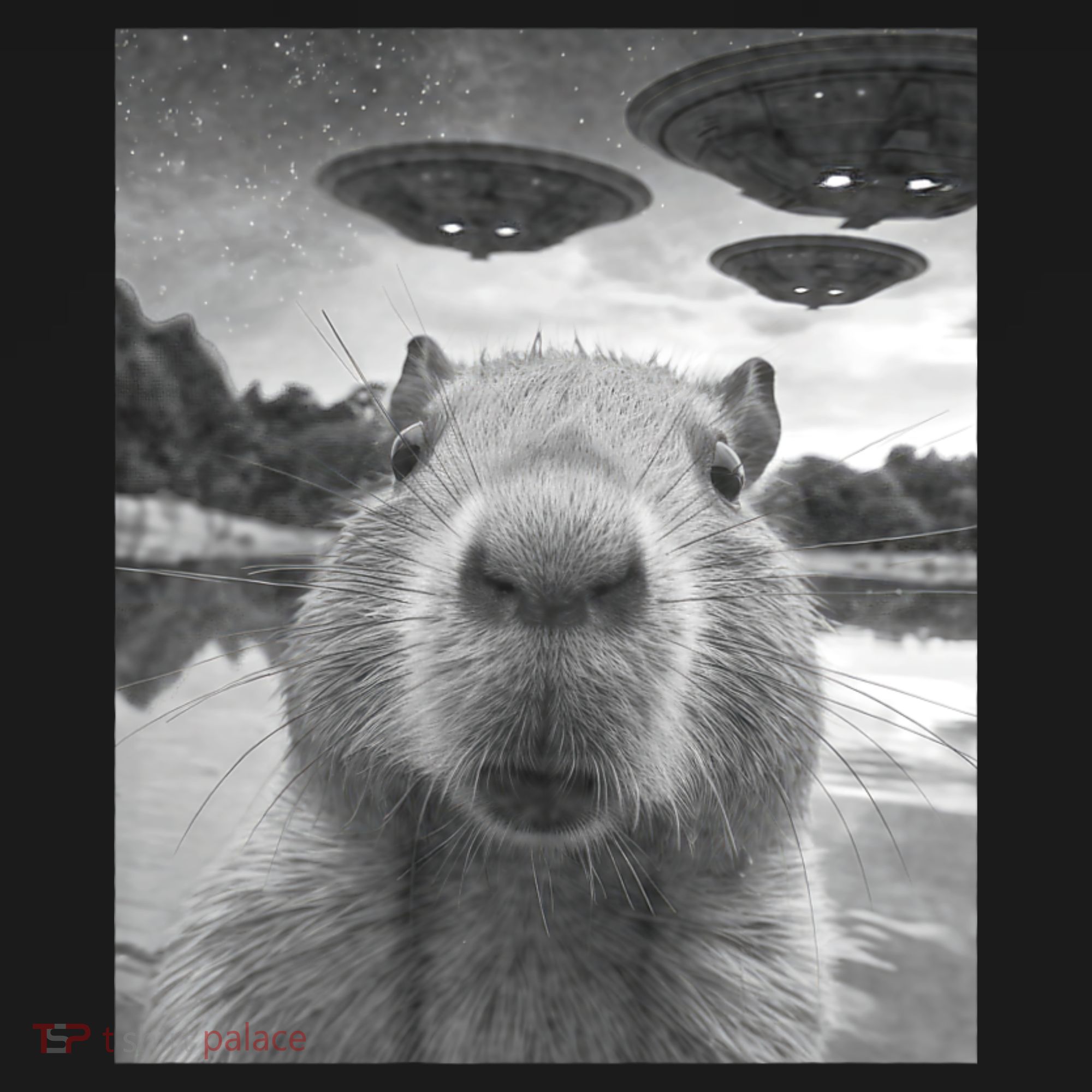 Funny Graphic Capybara Selfie With Ufos Weird Toddler T-Shirt