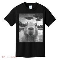 Funny Graphic Capybara Selfie With Ufos Weird Kids T-Shirt thumb 0