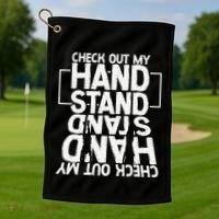 Funny Gymnastics Check Out My Handstand Acrobat Golf Towel thumb 1