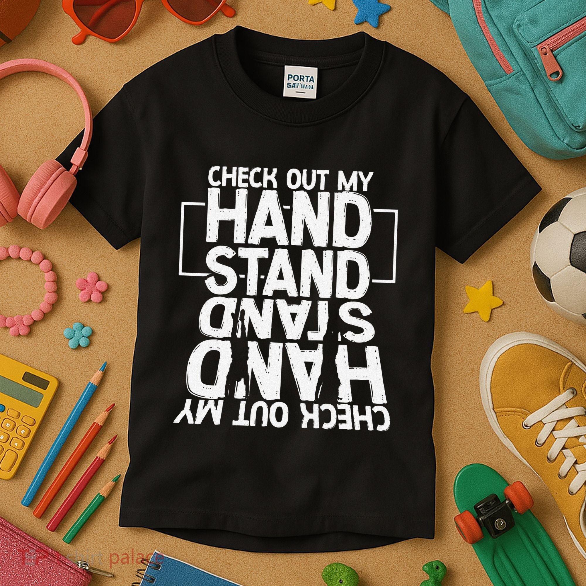 Funny Gymnastics Check Out My Handstand Acrobat Kids T-Shirt