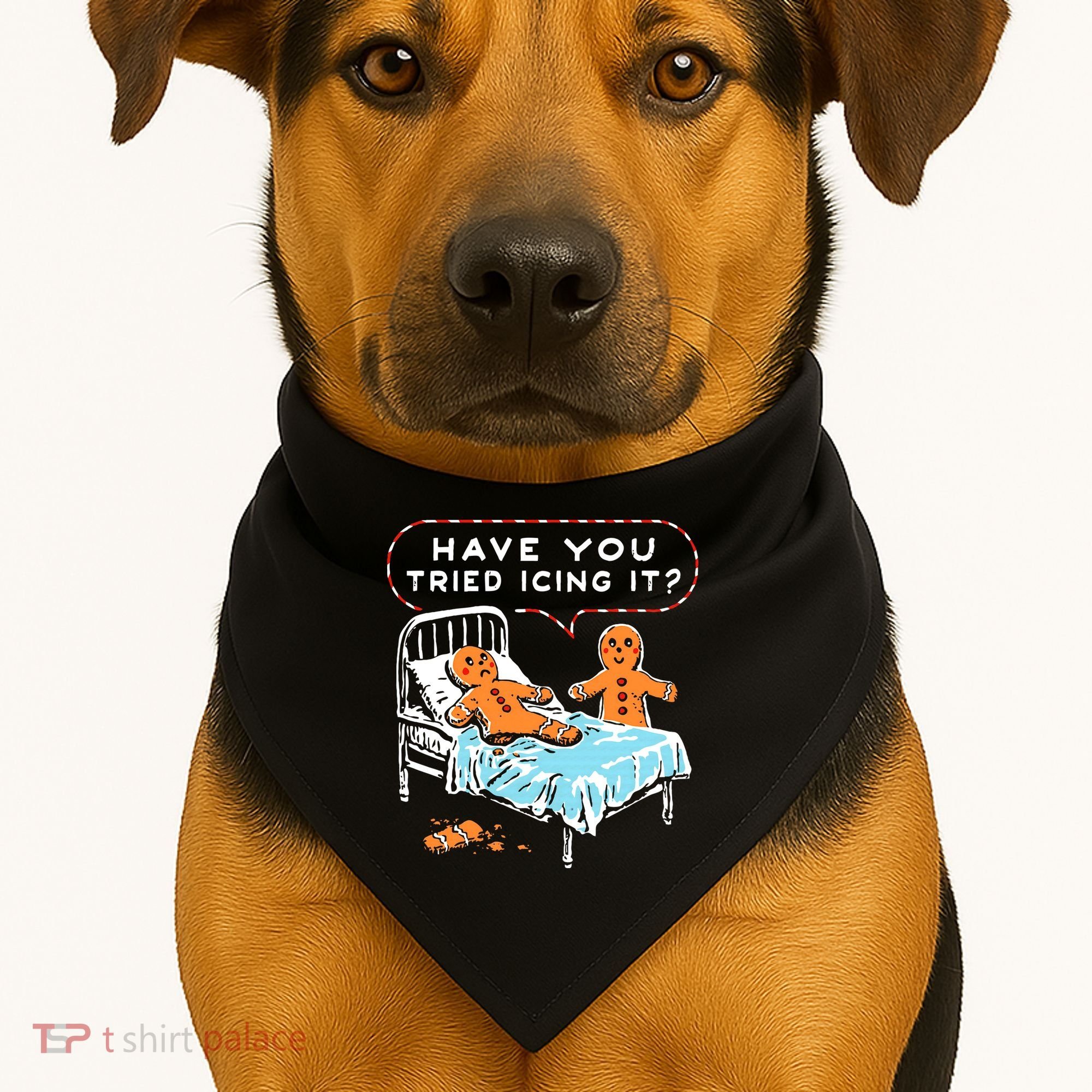 Funny Gingerbread Christmas Have You Tried Icing It USA-Made Doggie Bandana