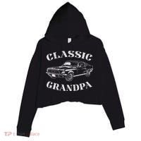Funny Grandpa Classic Car Crop Fleece Hoodie thumb 0