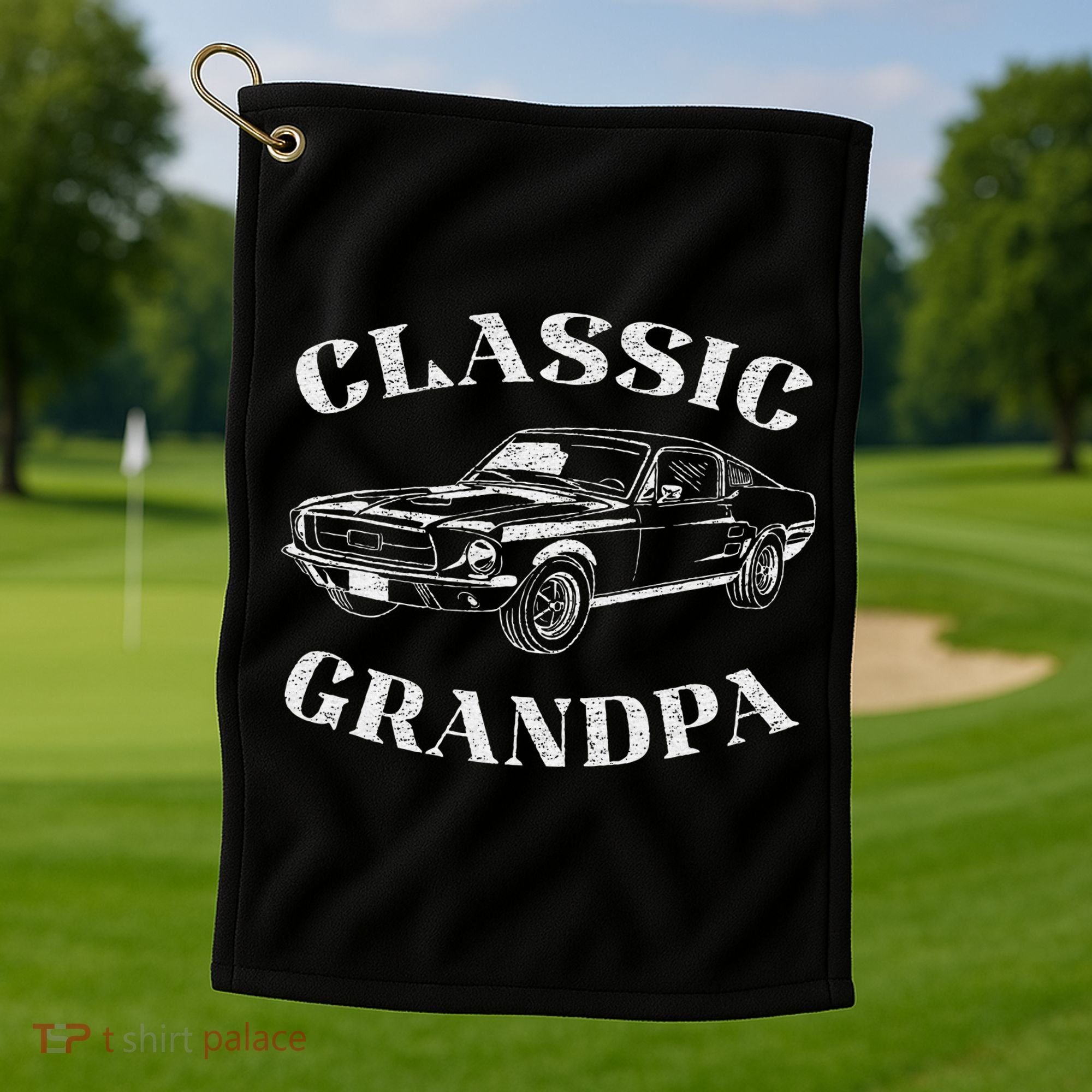 Funny Grandpa Classic Car Golf Towel