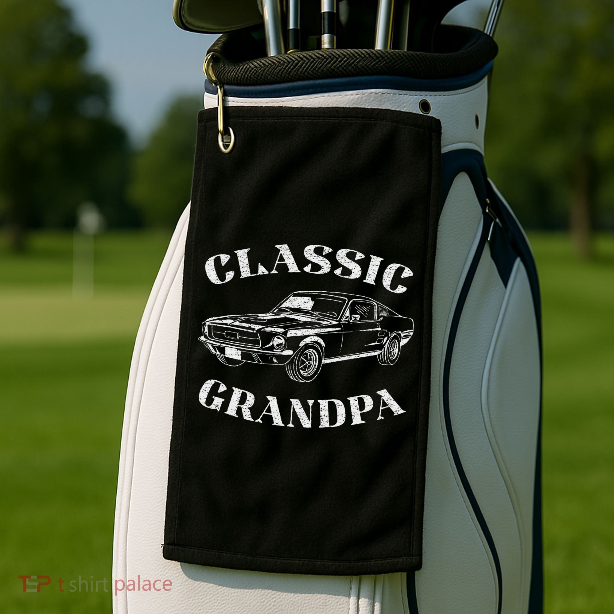 Funny Grandpa Classic Car Golf Towel