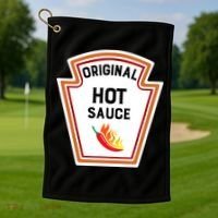 Funny Group Condiments Halloween Costume Original Hot Sauce Golf Towel thumb 1