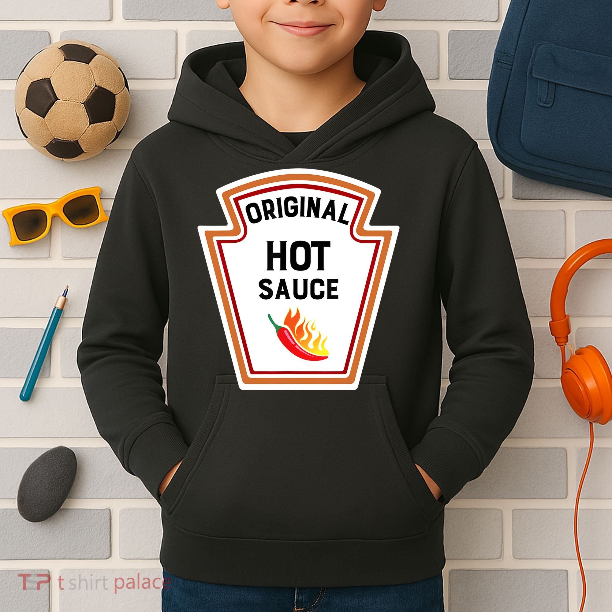 Funny Group Condiments Halloween Costume Original Hot Sauce Kids Hoodie