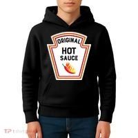 Funny Group Condiments Halloween Costume Original Hot Sauce Kids Hoodie thumb 4