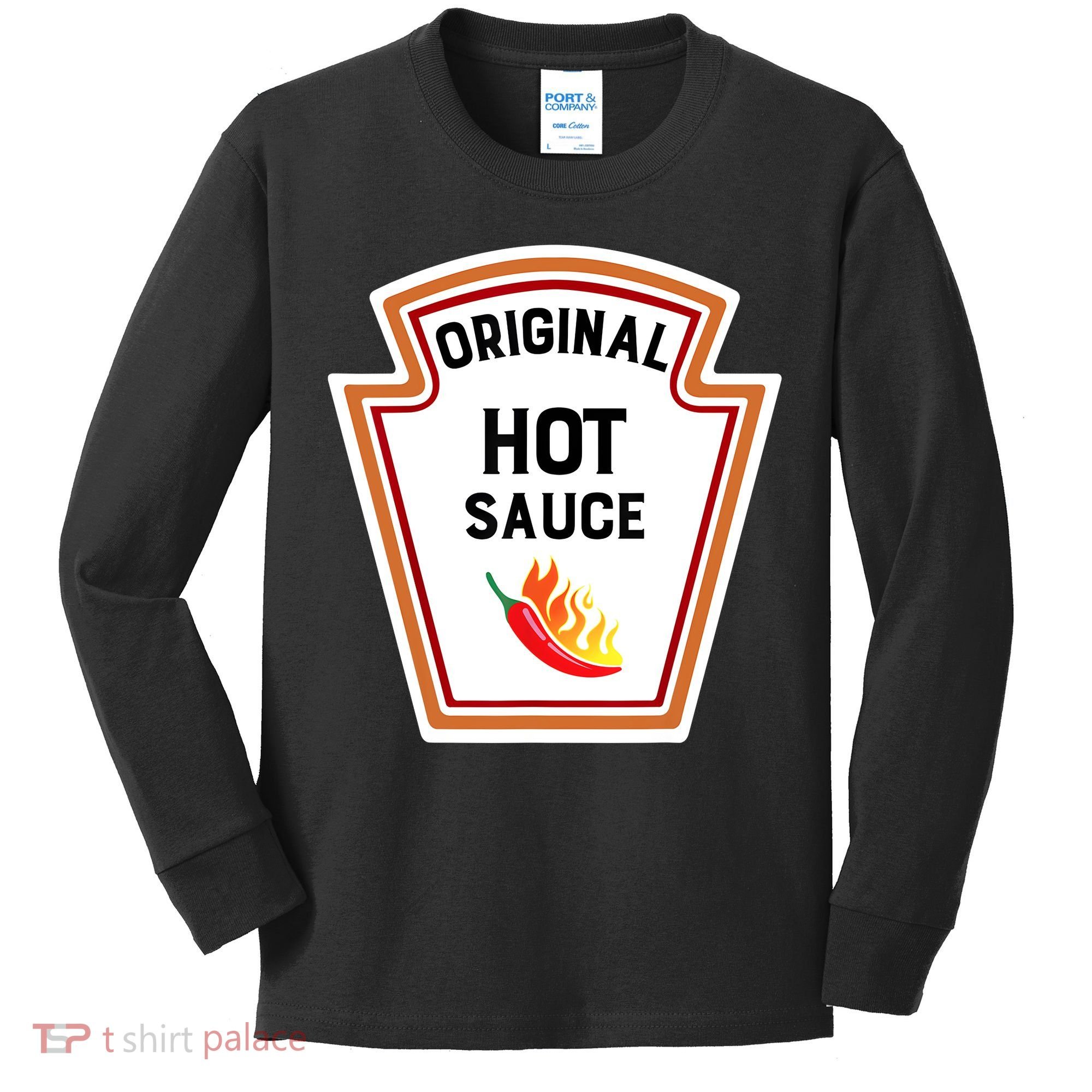 Funny Group Condiments Halloween Costume Original Hot Sauce Kids Long Sleeve Shirt