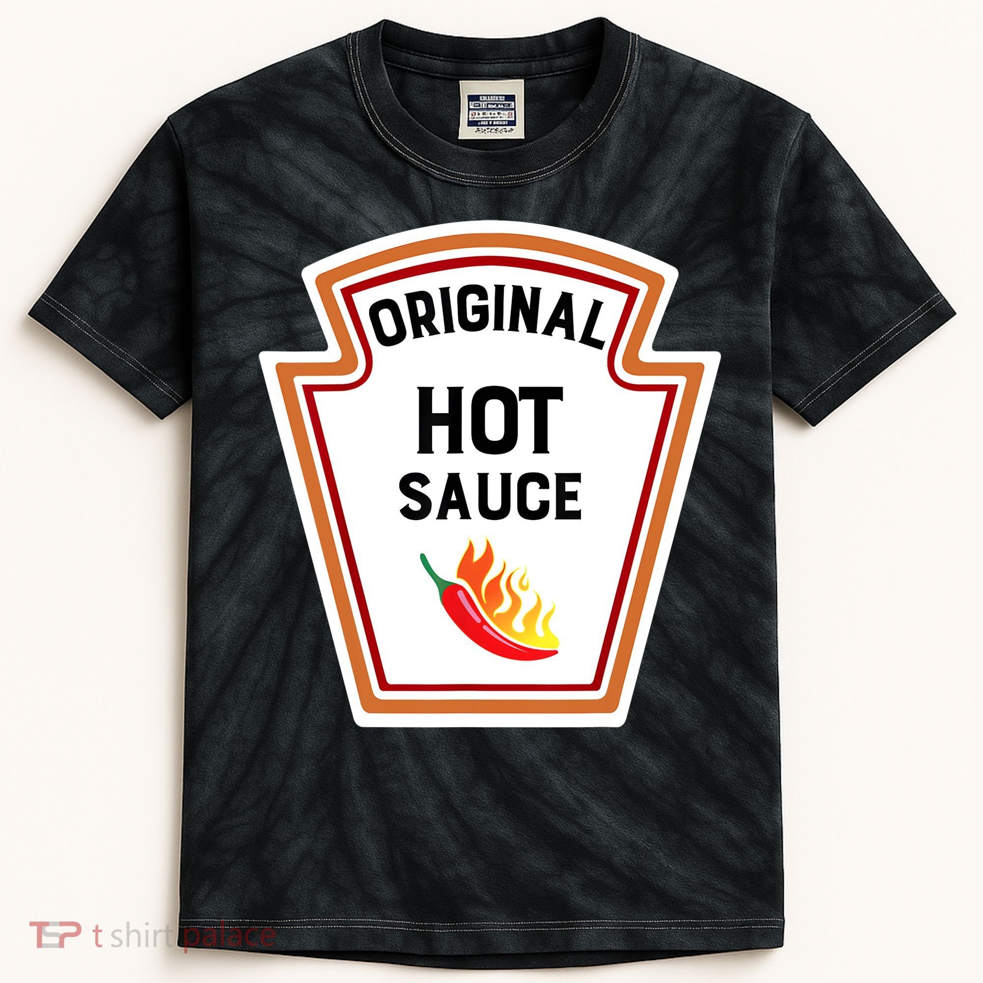 Funny Group Condiments Halloween Costume Original Hot Sauce Kids Tie-Dye T-Shirt
