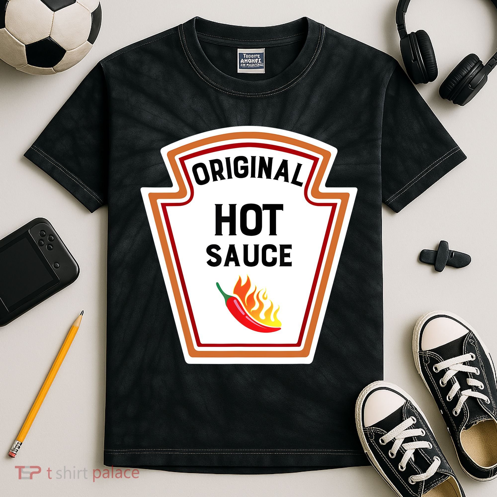 Funny Group Condiments Halloween Costume Original Hot Sauce Kids Tie-Dye T-Shirt