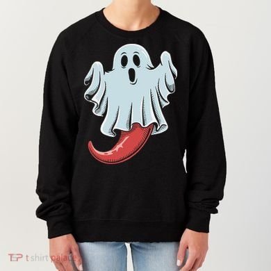 Funny Ghost Chili Pepper Lovers Spooky Halloween Women's Sweatshirt
