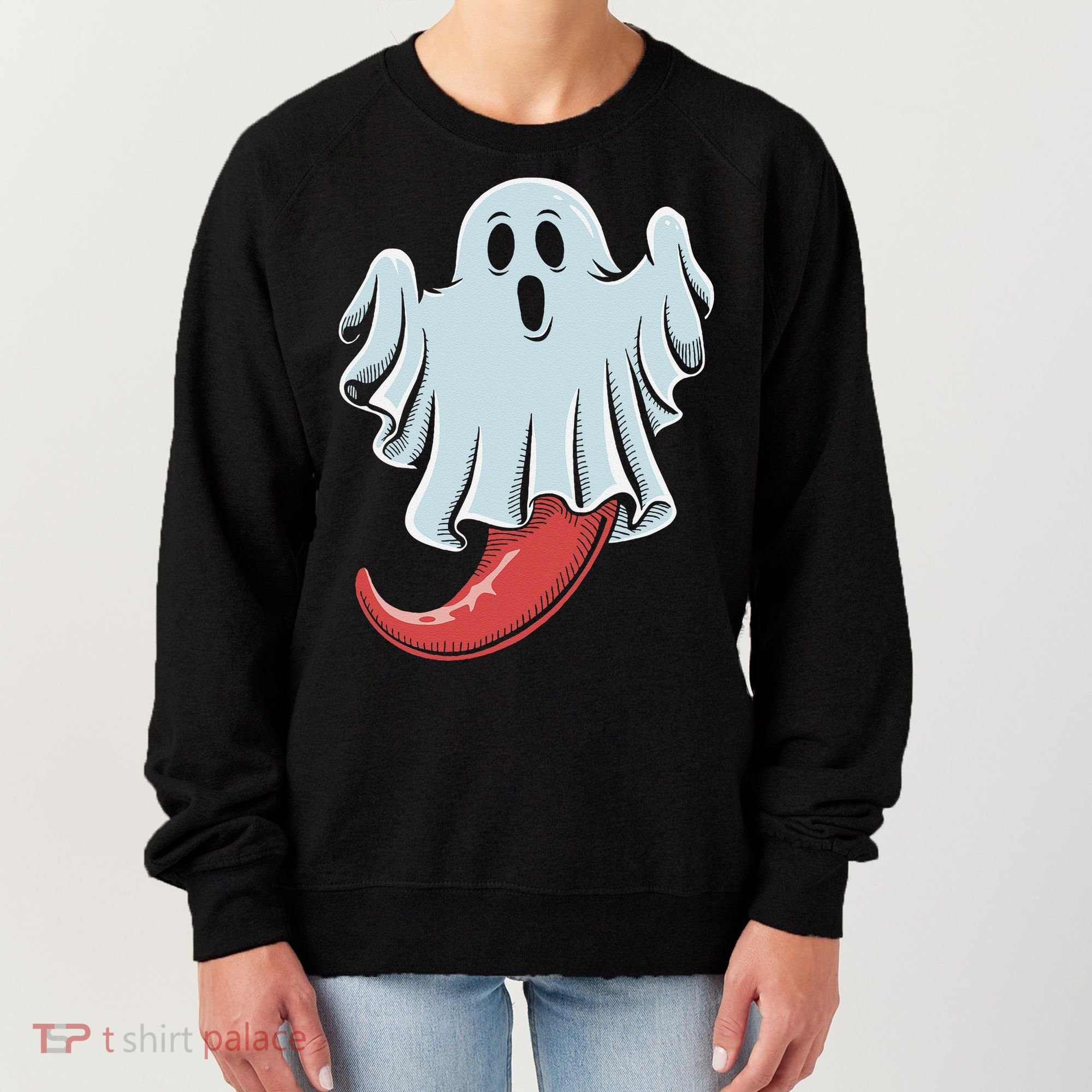 Funny Ghost Chili Pepper Lovers Spooky Halloween Women's Sweatshirt