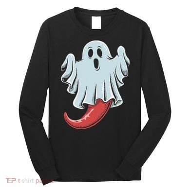 Funny Ghost Chili Pepper Lovers Spooky Halloween Long Sleeve Shirt