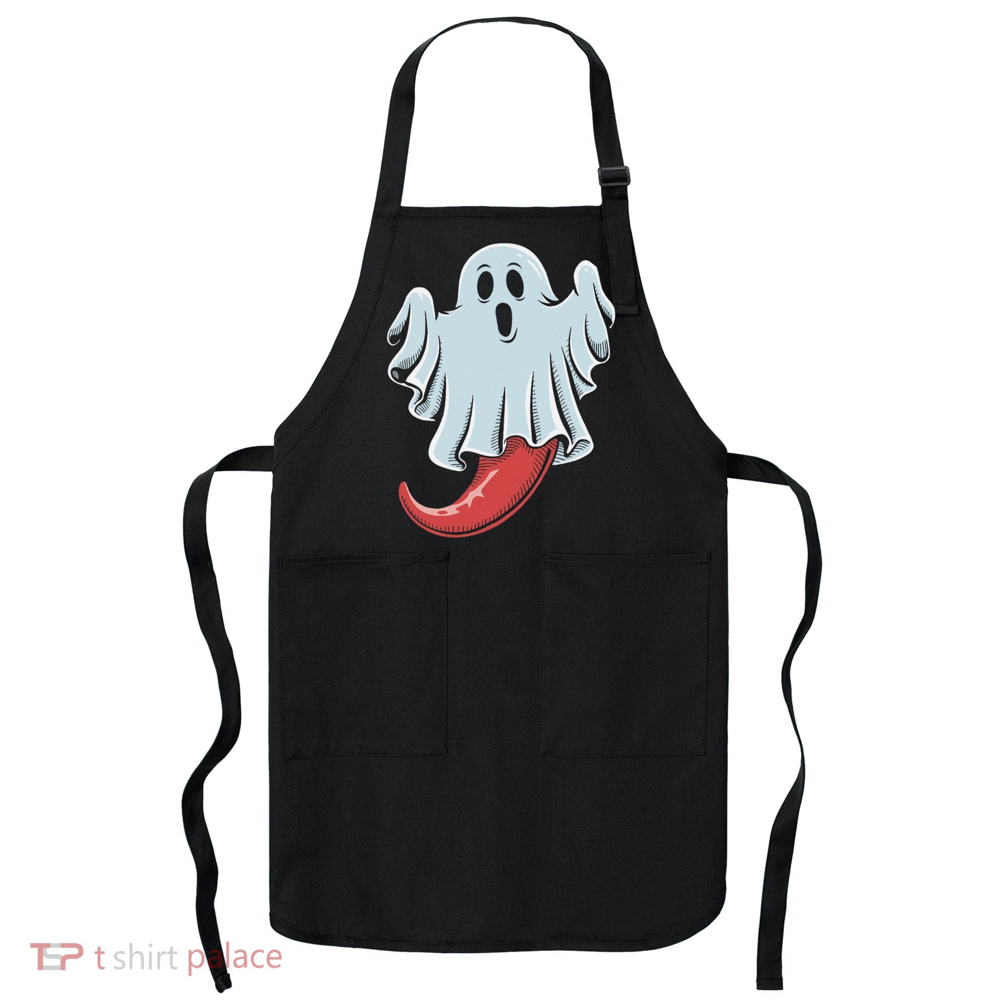 Funny Ghost Chili Pepper Lovers Spooky Halloween Apron