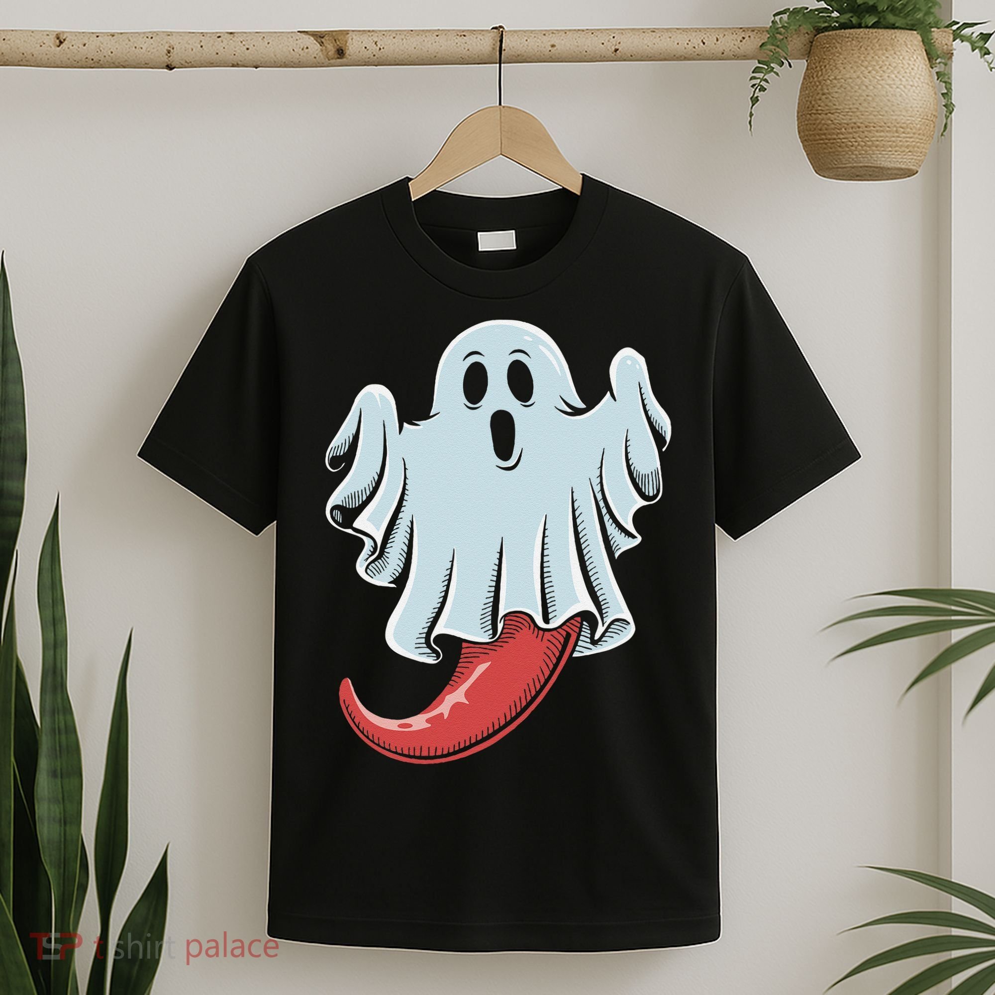 Funny Ghost Chili Pepper Lovers Spooky Halloween T-Shirt