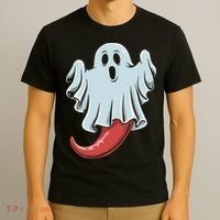 Funny Ghost Chili Pepper Lovers Spooky Halloween T-Shirt thumb 3