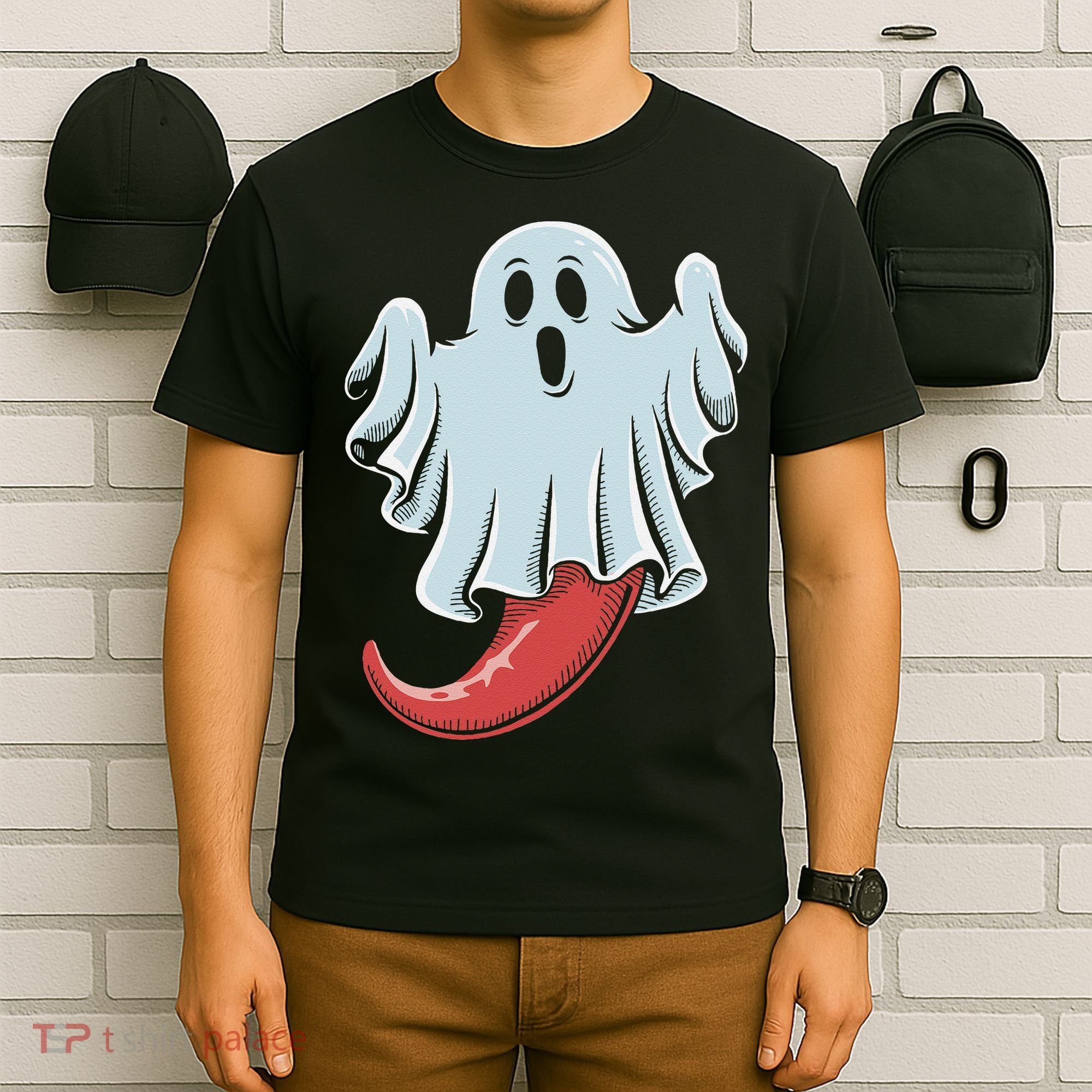 Funny Ghost Chili Pepper Lovers Spooky Halloween T-Shirt
