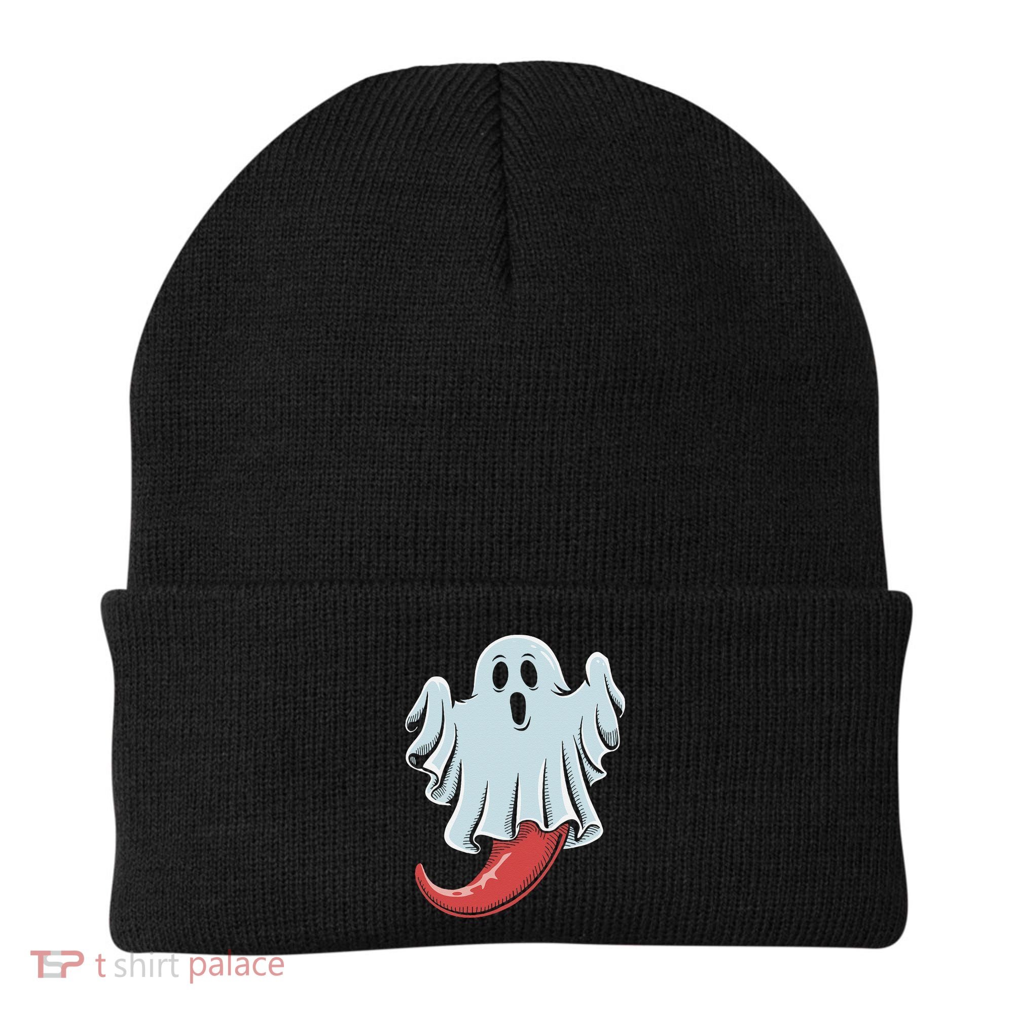 Funny Ghost Chili Pepper Lovers Spooky Halloween Beanie