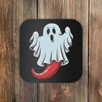 Funny Ghost Chili Pepper Lovers Spooky Halloween Coaster thumb 0