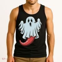 Funny Ghost Chili Pepper Lovers Spooky Halloween Tank Top thumb 3