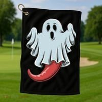 Funny Ghost Chili Pepper Lovers Spooky Halloween Golf Towel thumb 1