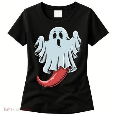 Funny Ghost Chili Pepper Lovers Spooky Halloween Women's T-Shirt