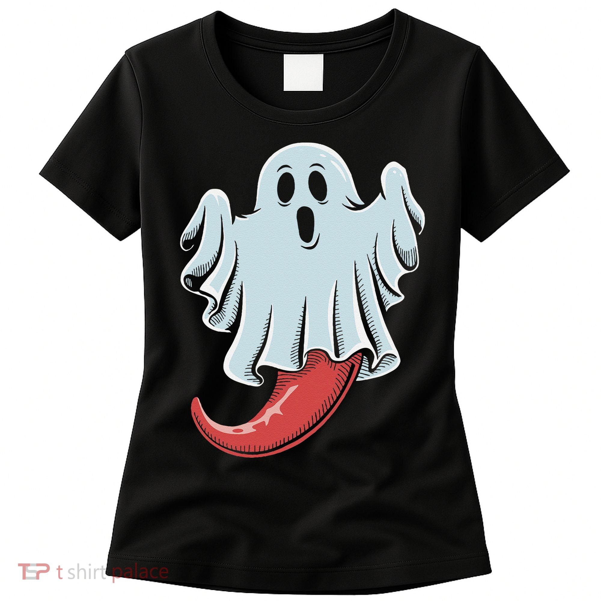 Funny Ghost Chili Pepper Lovers Spooky Halloween Women's T-Shirt