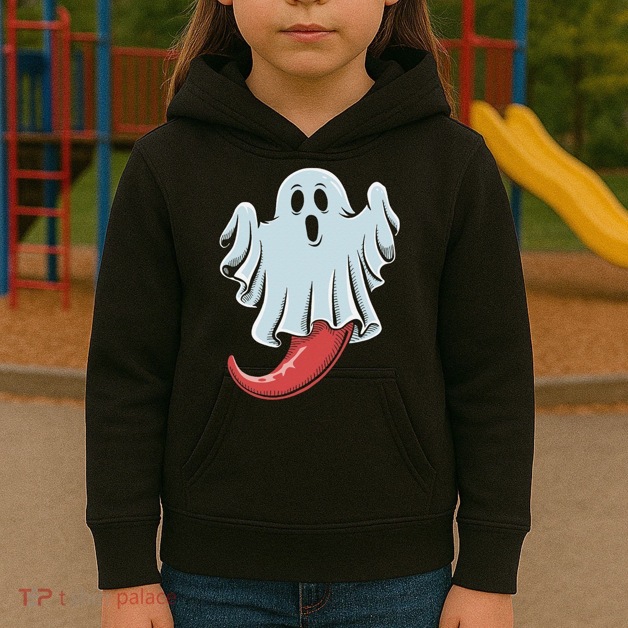 Funny Ghost Chili Pepper Lovers Spooky Halloween Kids Hoodie