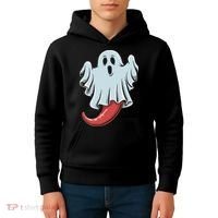 Funny Ghost Chili Pepper Lovers Spooky Halloween Kids Hoodie thumb 4