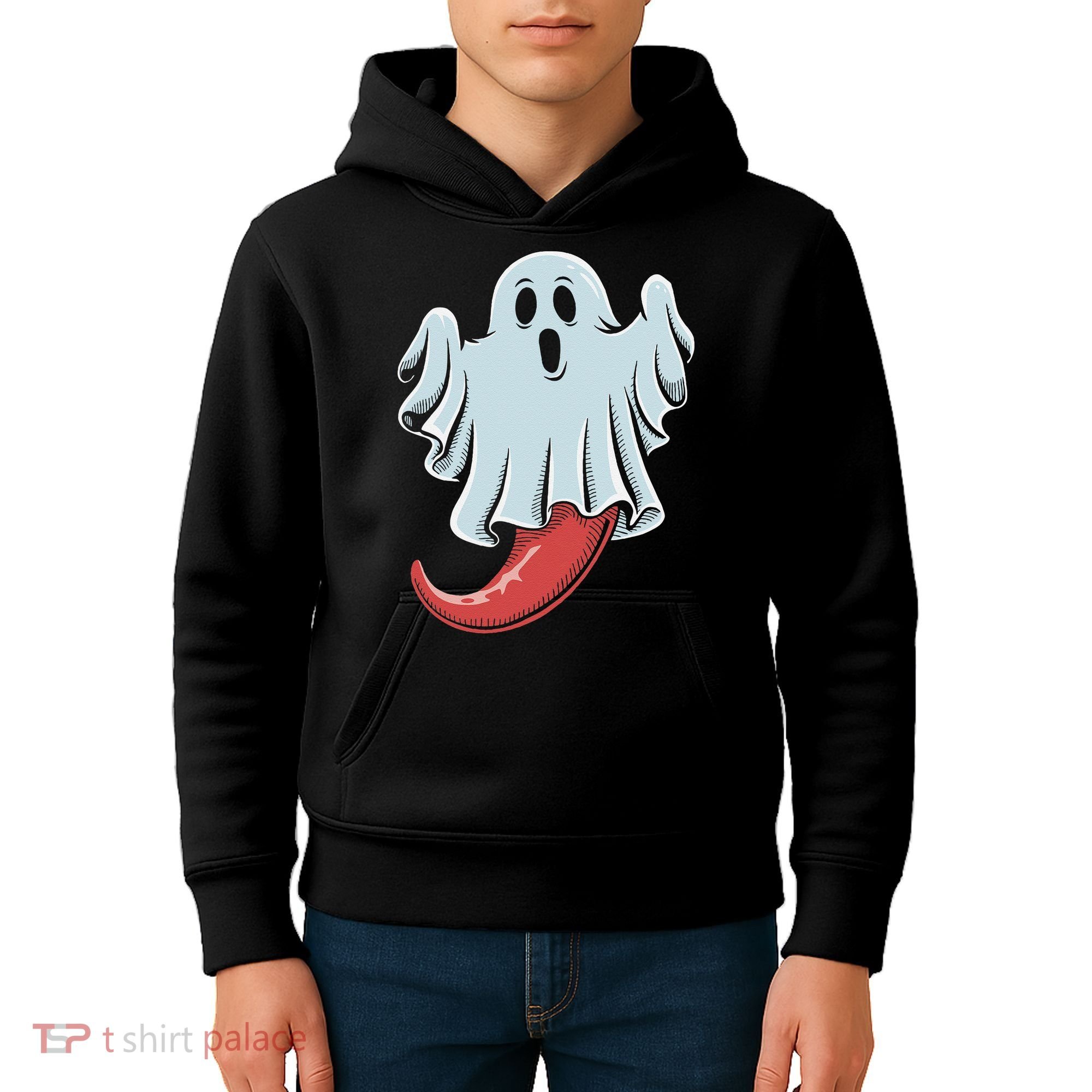 Funny Ghost Chili Pepper Lovers Spooky Halloween Kids Hoodie
