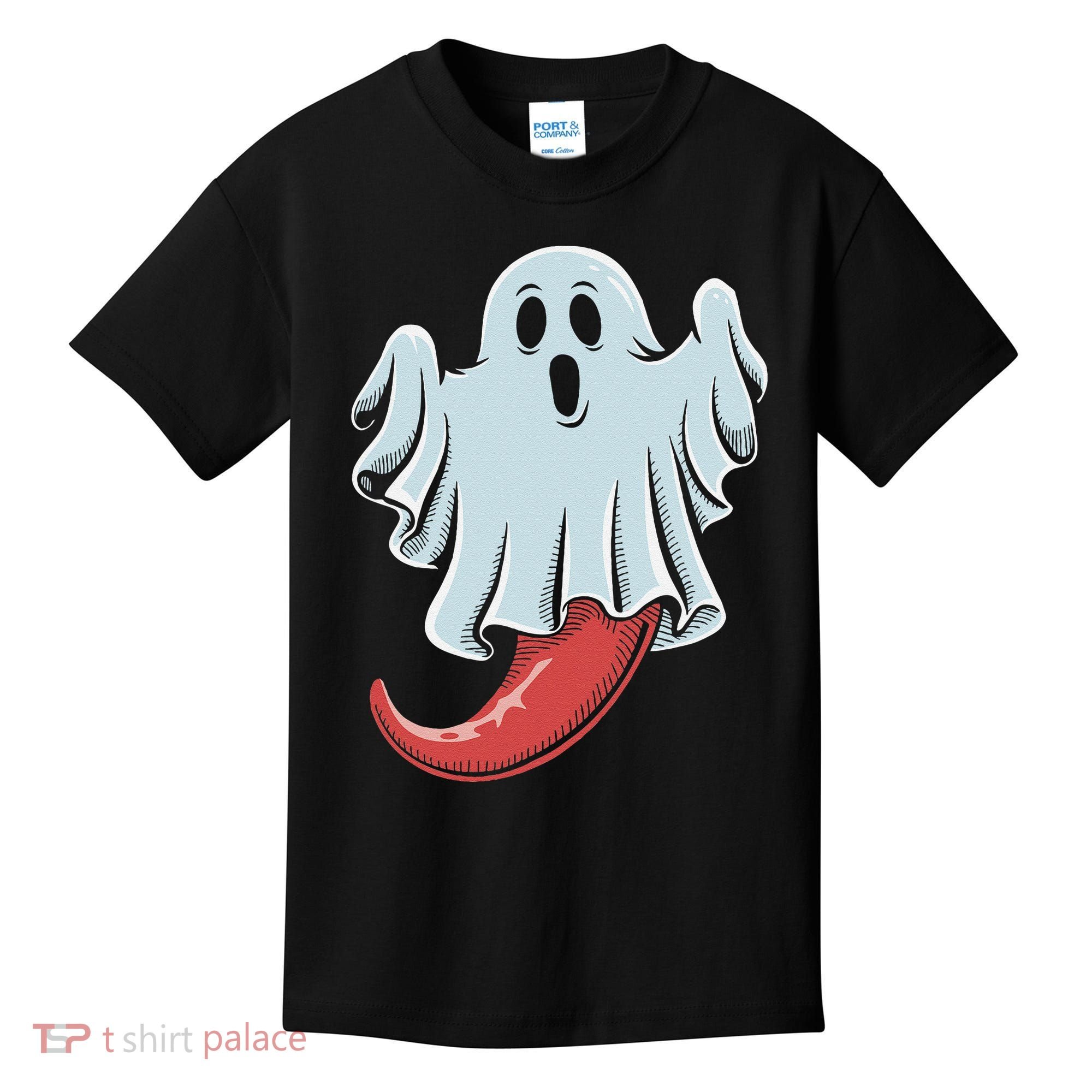 Funny Ghost Chili Pepper Lovers Spooky Halloween Kids T-Shirt