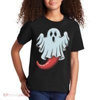 Funny Ghost Chili Pepper Lovers Spooky Halloween Kids T-Shirt thumb 2