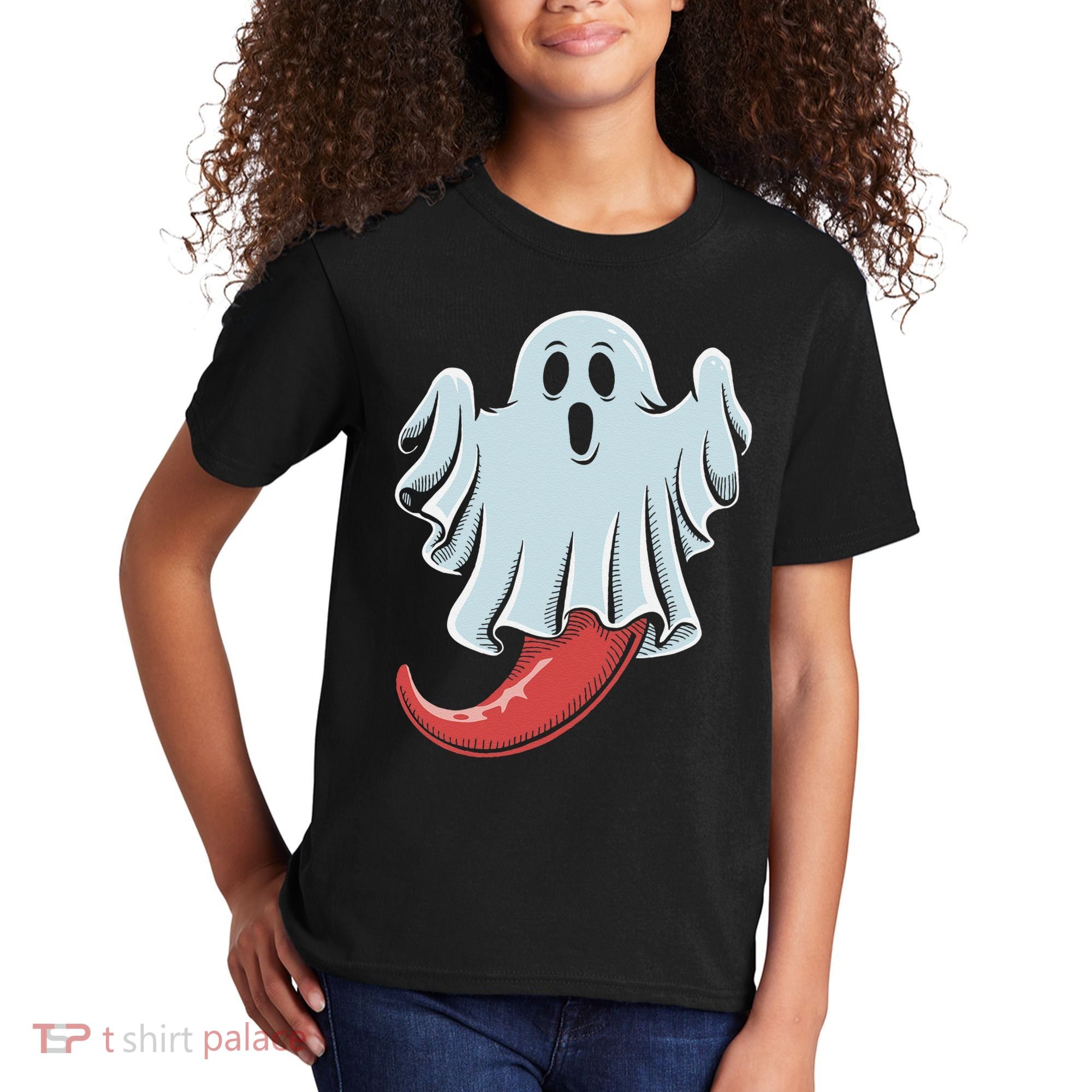 Funny Ghost Chili Pepper Lovers Spooky Halloween Kids T-Shirt
