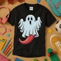 Funny Ghost Chili Pepper Lovers Spooky Halloween Kids T-Shirt thumb 3