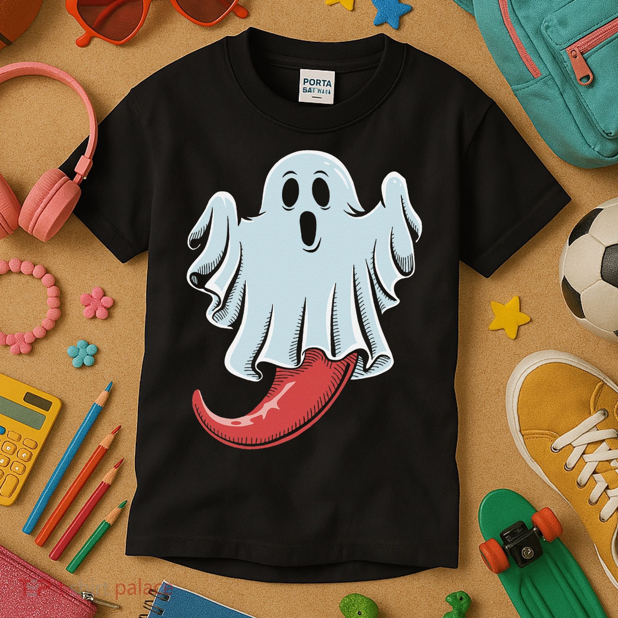Funny Ghost Chili Pepper Lovers Spooky Halloween Kids T-Shirt