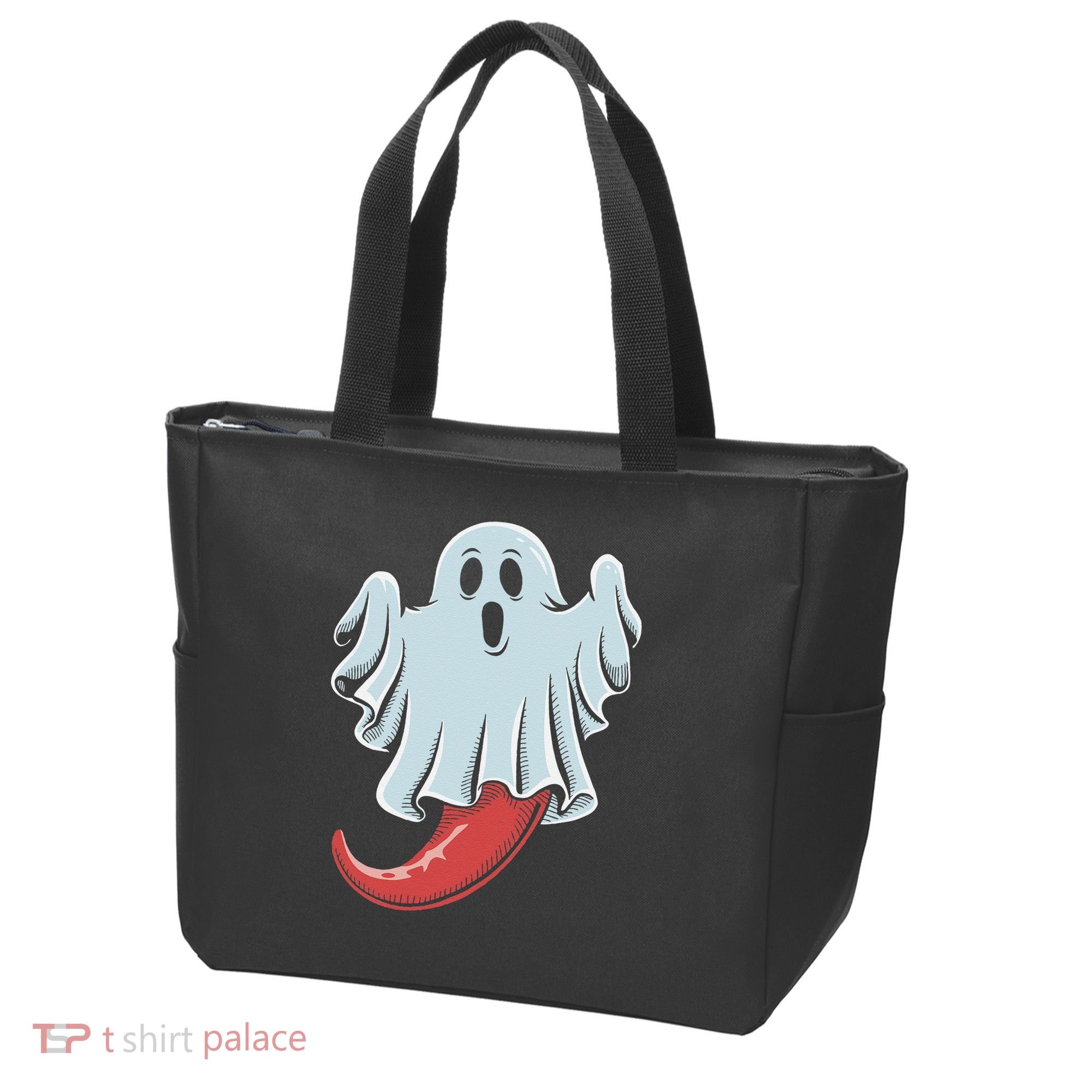 Funny Ghost Chili Pepper Lovers Spooky Halloween Tote Bag